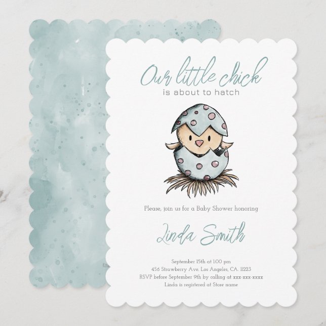 Elegant Watercolor Bird Baby Shower Invitation (Front/Back)
