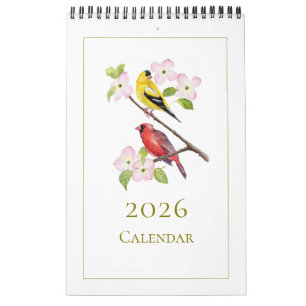Elegant Watercolor Birds 2025 Calendar