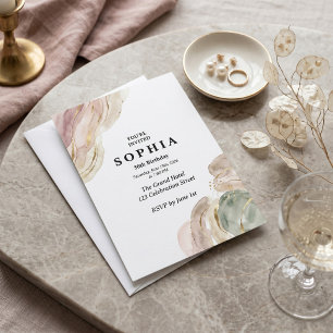 Elegant Watercolor Birthday Invitation Abstract