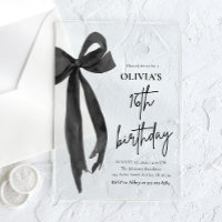 Elegant Watercolor Black Bow 16th Birthday Party
