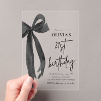 Elegant Watercolor Black Bow 21th Birthday Party