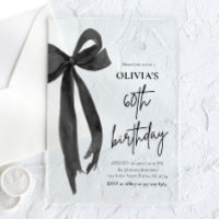 Elegant Watercolor Black Bow 60th Birthday Party