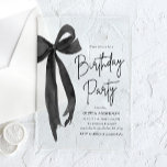 Elegant Watercolor Black Bow Birthday Party<br><div class="desc">Celebrate in style with this Modern Adult Elegant Watercolor Birthday Party Invitation, featuring a trendy black bow ribbon design for a chic coquette aesthetic. The soft watercolor background adds a touch of sophistication, making it perfect for stylish celebrations. This editable template allows you to personalise the details effortlessly. Ideal for...</div>