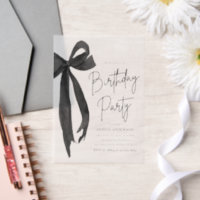Elegant Watercolor Black Bow Birthday Party