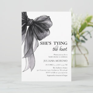 Elegant Watercolor Black Bow Bridal Shower Invitation