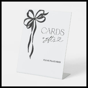 Elegant Watercolor Black Bow Cards and Gifts Pedestal Sign