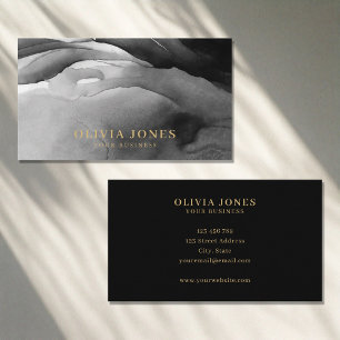 Elegant Watercolor Black Gold Modern Business Card