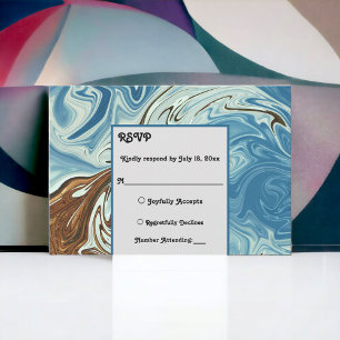 Elegant Watercolor Blue Abstract Artistic Wedding RSVP Card