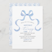 Elegant Watercolor Blue Bow Boy Baby Shower