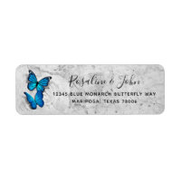 Elegant Watercolor Blue Butterfly Return Address