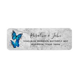 Elegant Watercolor Blue Butterfly Return Address