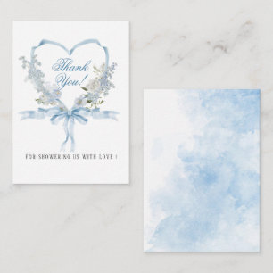 Elegant Watercolor Blue Crests FowerFlat Note Card