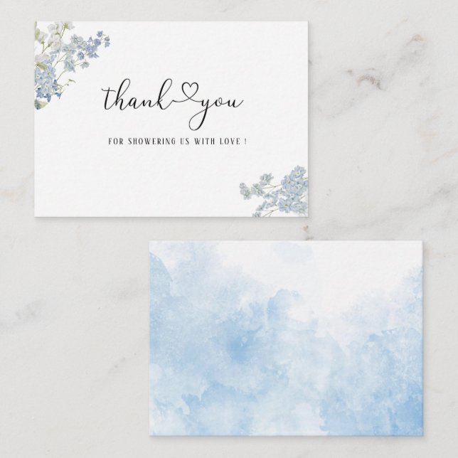 Elegant Watercolor Blue Floral   Baby shower Card (Front/Back)