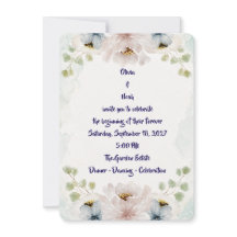 Elegant Watercolor Blue Floral Wedding Invitation 