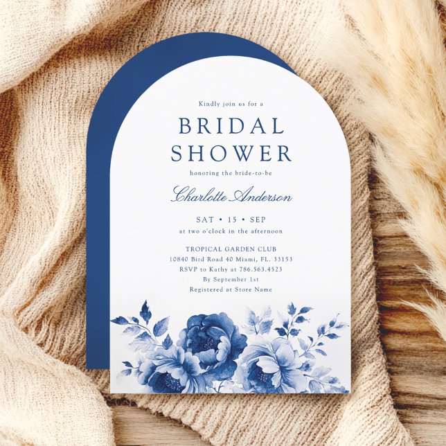 Elegant Watercolor Blue Flowers Bridal Shower Invitation (Creator Uploaded)