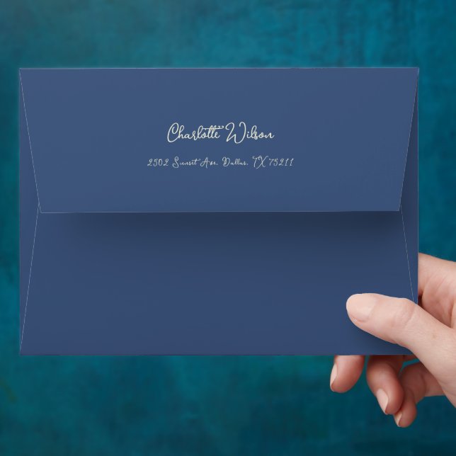Elegant Watercolor Blue Flowers Envelope (Hand)