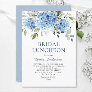 Elegant Watercolor Blue Hydrangea BRIDAL LUNCHEON Invitation