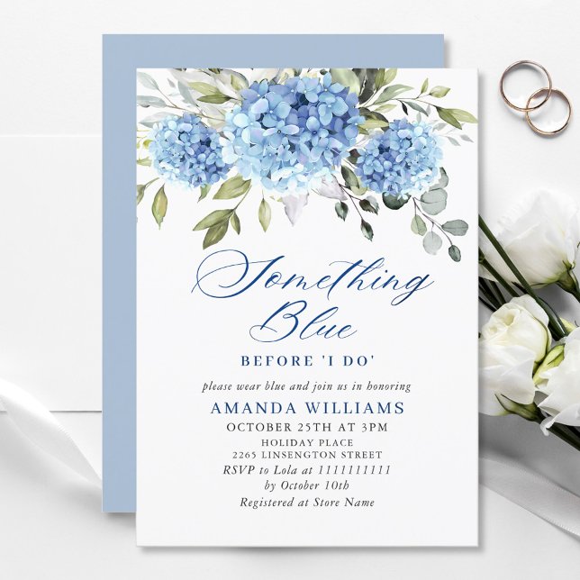 Elegant Watercolor Blue Hydrangea BRIDAL SHOWER Invitation (Creator Uploaded)