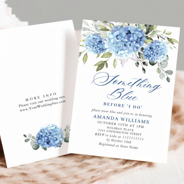 Elegant Watercolor Blue Hydrangea BRIDAL SHOWER Invitation (Creator Uploaded)
