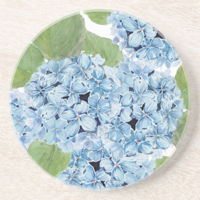 Elegant Watercolor Blue Hydrangea  Coaster (Front)