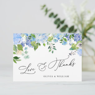 Elegant Watercolor Blue Hydrangea Floral Thank You Card