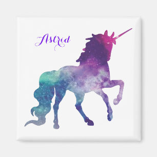 Elegant Watercolor Blue Purple Unicorn Modern Magnet