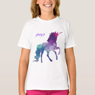 Elegant Watercolor Blue Purple Unicorn Modern T-Shirt