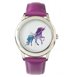 Elegant Watercolor Blue Purple Unicorn Modern Watch
