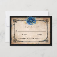 Elegant Watercolor Blue Rose Gold Rustic Wedding