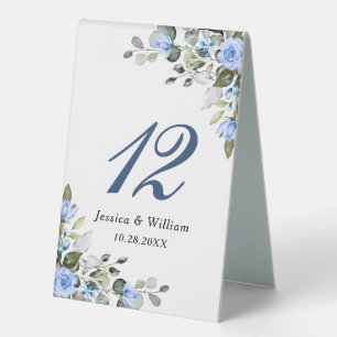 Elegant Watercolor Blue Roses Eucalyptus Greenery