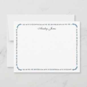Elegant watercolor Blue & white border  Thank You Card