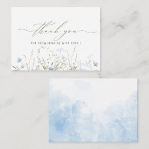 Elegant Watercolor Blue Wildflowers Baby shower Card