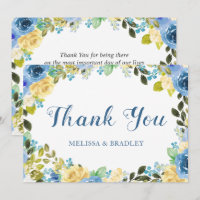 Elegant Watercolor Blue Yellow Rose Garden Wedding