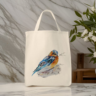 Elegant Watercolor Bluebird Nature Tote Bag