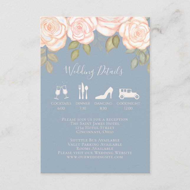 Elegant Watercolor Blush Floral Calligraphy Photo Enclosure Card (Front)