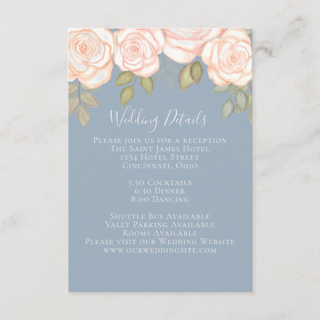 Elegant Watercolor Blush Floral Calligraphy Photo Enclosure Card (Front)