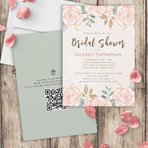 Elegant Watercolor Blush Floral Greenery Foliage Invitation