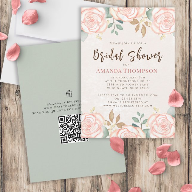 Elegant Watercolor Blush Floral Greenery Foliage Invitation (Creator Uploaded)