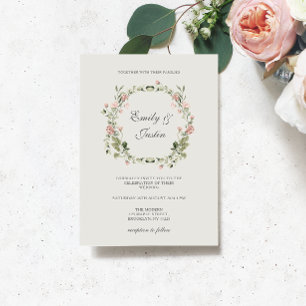 Elegant Watercolor Blush Garden Pink Roses Wedding Invitation