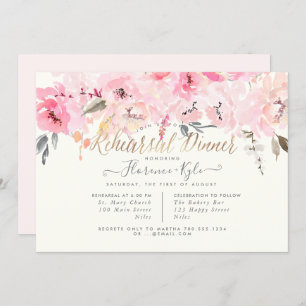 Elegant Watercolor Blush Peonies Rehearsal Dinner Invitation