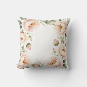 Elegant watercolor blush peony floral background cushion