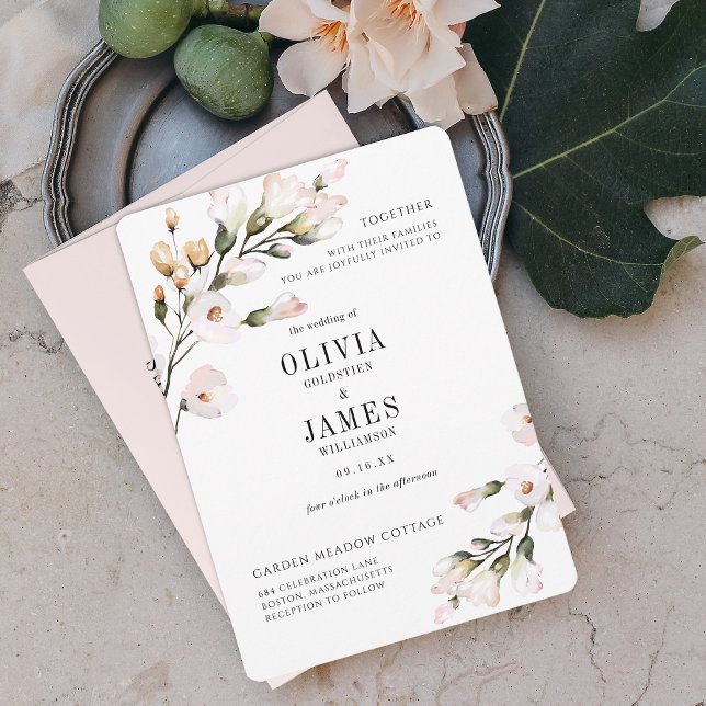 Elegant Watercolor Blush Pink Floral Wedding Invitation (Elegant Watercolor Blush Pink Floral Wedding Invitation)