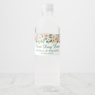 Elegant Watercolor Blush Pink Flowers Floral Water Bottle Label
