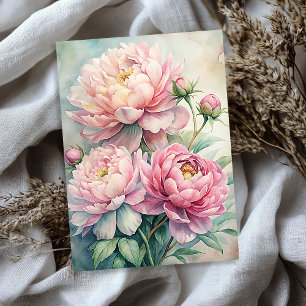 Elegant watercolor blush pink peonies bouquet tissue paper