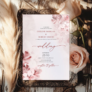 Elegant watercolor blush pink roses gold spring  invitation