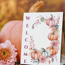Elegant Watercolor Blush Pumpkins Thanksgiving