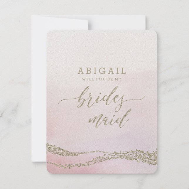 Elegant Watercolor Blush Will You Be Bridesmaid Invitation (Front)