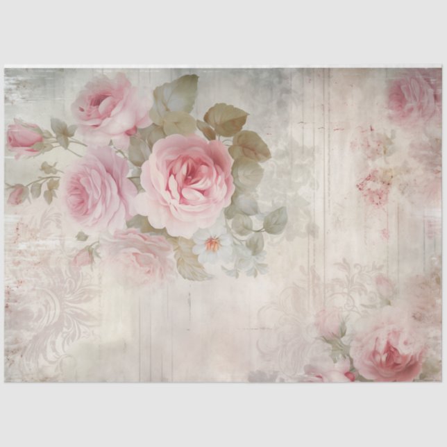 Elegant watercolor boho blush pink roses chic tissue paper (Front)
