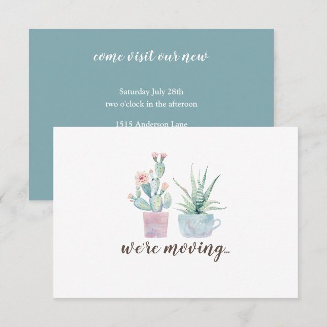 Elegant Watercolor Boho Desert Cactus Succulent Invitation (Front/Back)