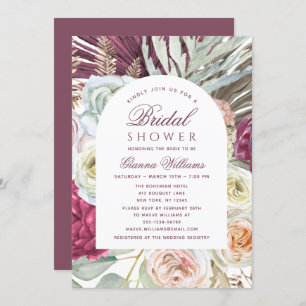 Elegant Watercolor Boho Floral Bridal Shower Invitation